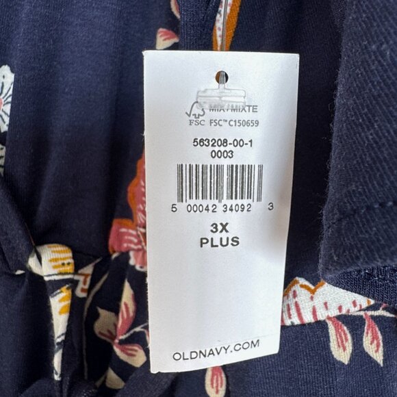 NWT Old Navy 3X NAVY Floral Faux Wrap Dress - Picture 12 of 15